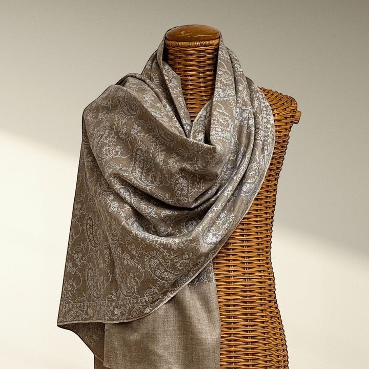 JALORA Kashmiri Pashmina Shawl – Full View Handwoven Semi-Jamawar Sozni Needlework Embroidered Luxury Wrap | Indus Weavers