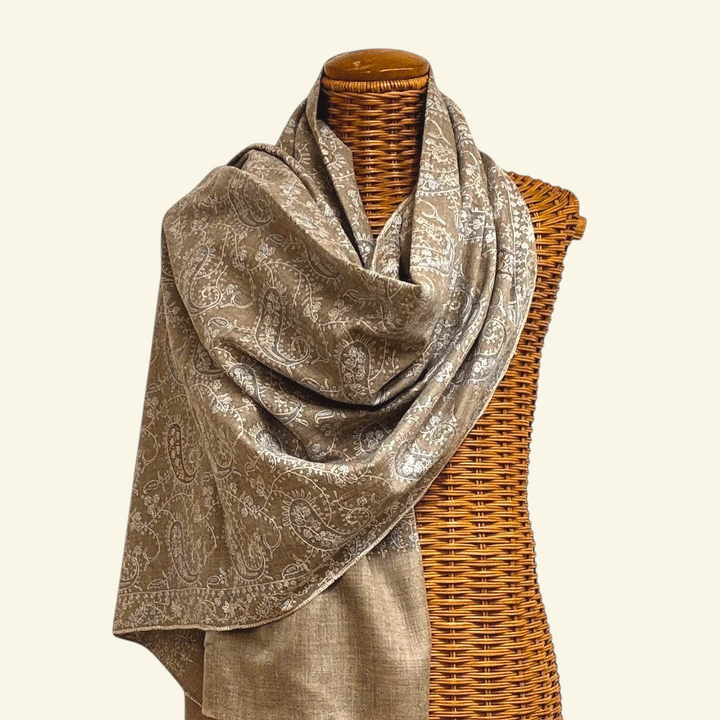 JALORA Kashmiri Pashmina Shawl – Full View Handwoven Semi-Jamawar Sozni Needlework Embroidered Luxury Wrap | Indus Weavers