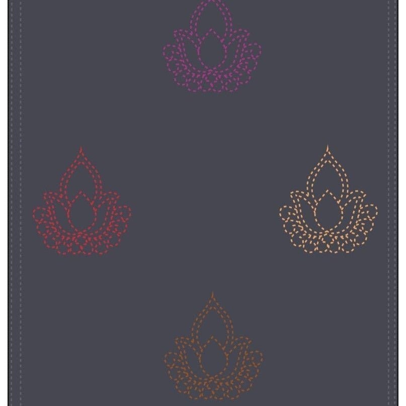 KAMAL Luxury Cashmere Wrap – Flat Lay Showing Full Indigo Pashmina Scarf with Lotus Embroidery | Indus Weavers