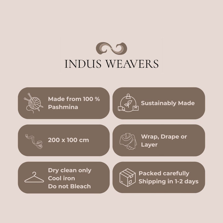 CHLOE Pashmina Shawl – Classic Checkered with Sozni Embroidery | Indus Weavers