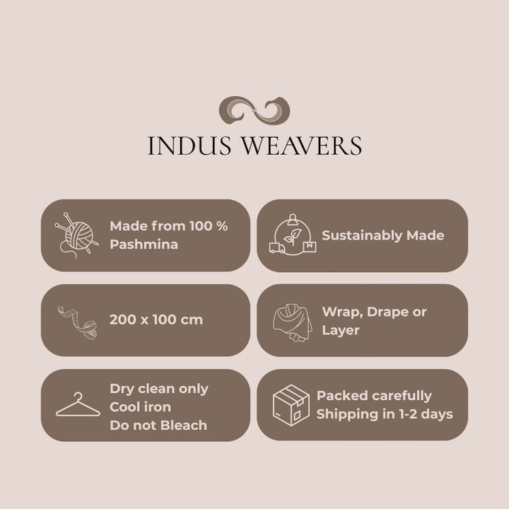 CHLOE Pashmina Shawl – Classic Checkered with Sozni Embroidery | Indus Weavers