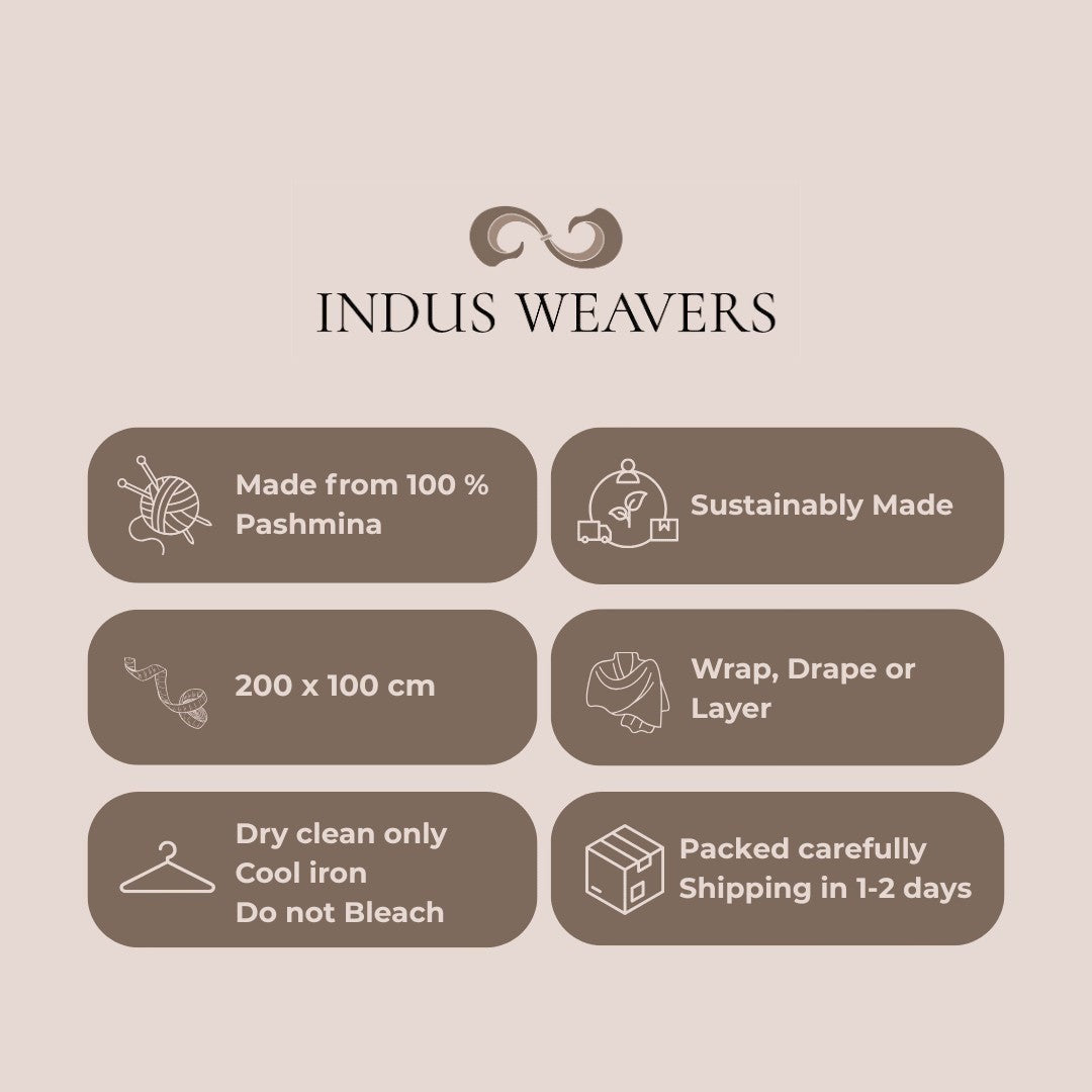 CHLOE Pashmina Shawl – Classic Checkered with Sozni Embroidery | Indus Weavers