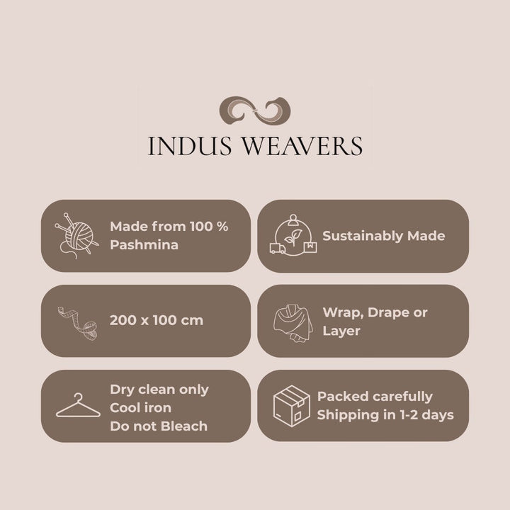 CHLOE Pashmina Shawl – Classic Checkered with Sozni Embroidery | Indus Weavers