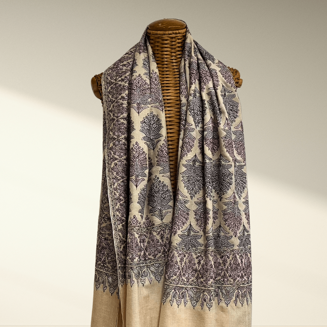 Lumora – Handwoven Cashmere Pashmina Shawl with Sozni Jamawar Embroidery | Luxury Artisan Heirloom - Indus Weavers