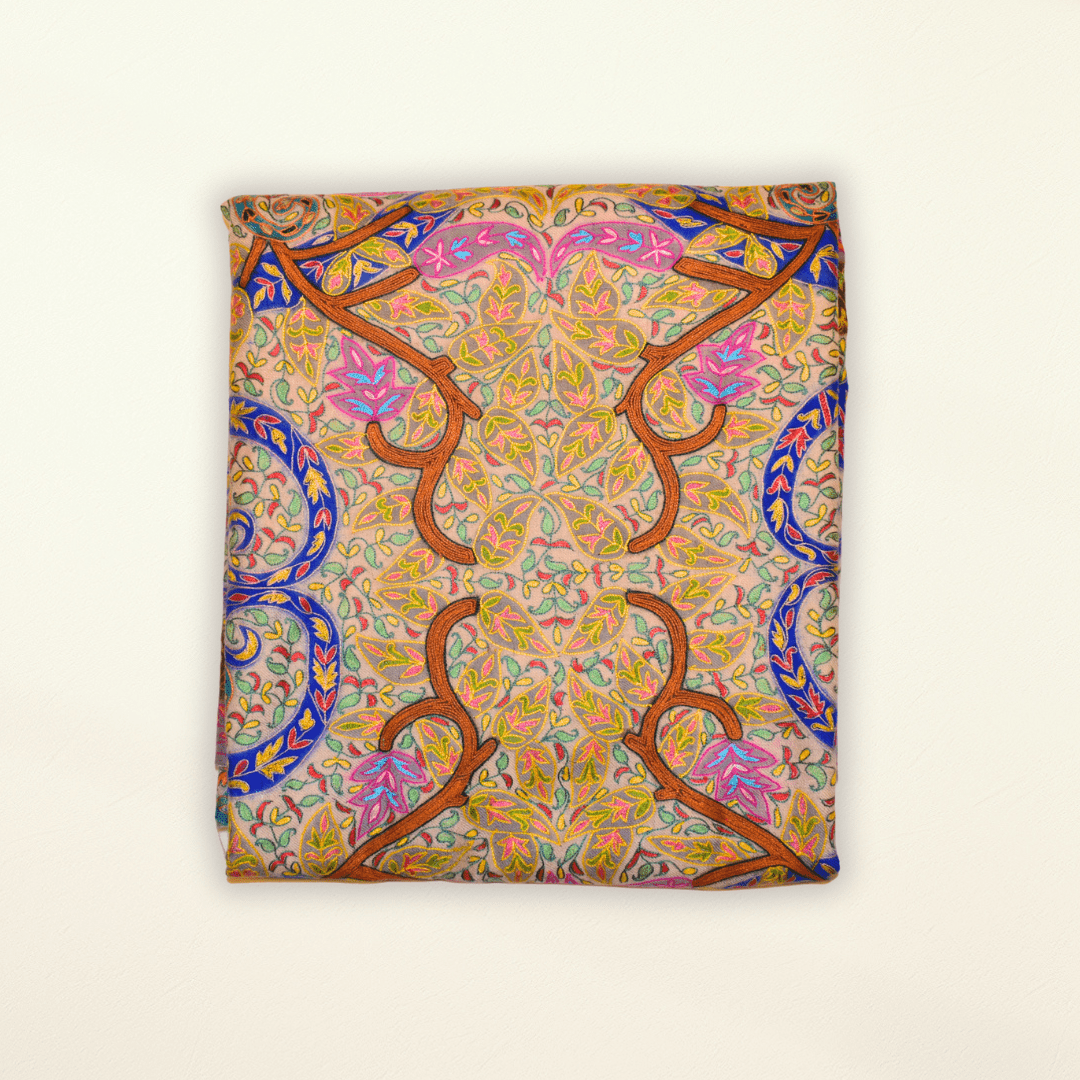 Luxurious Kalamkari Shawl VICTORIA Pashmina Handcrafted Wrap - Indus Weavers