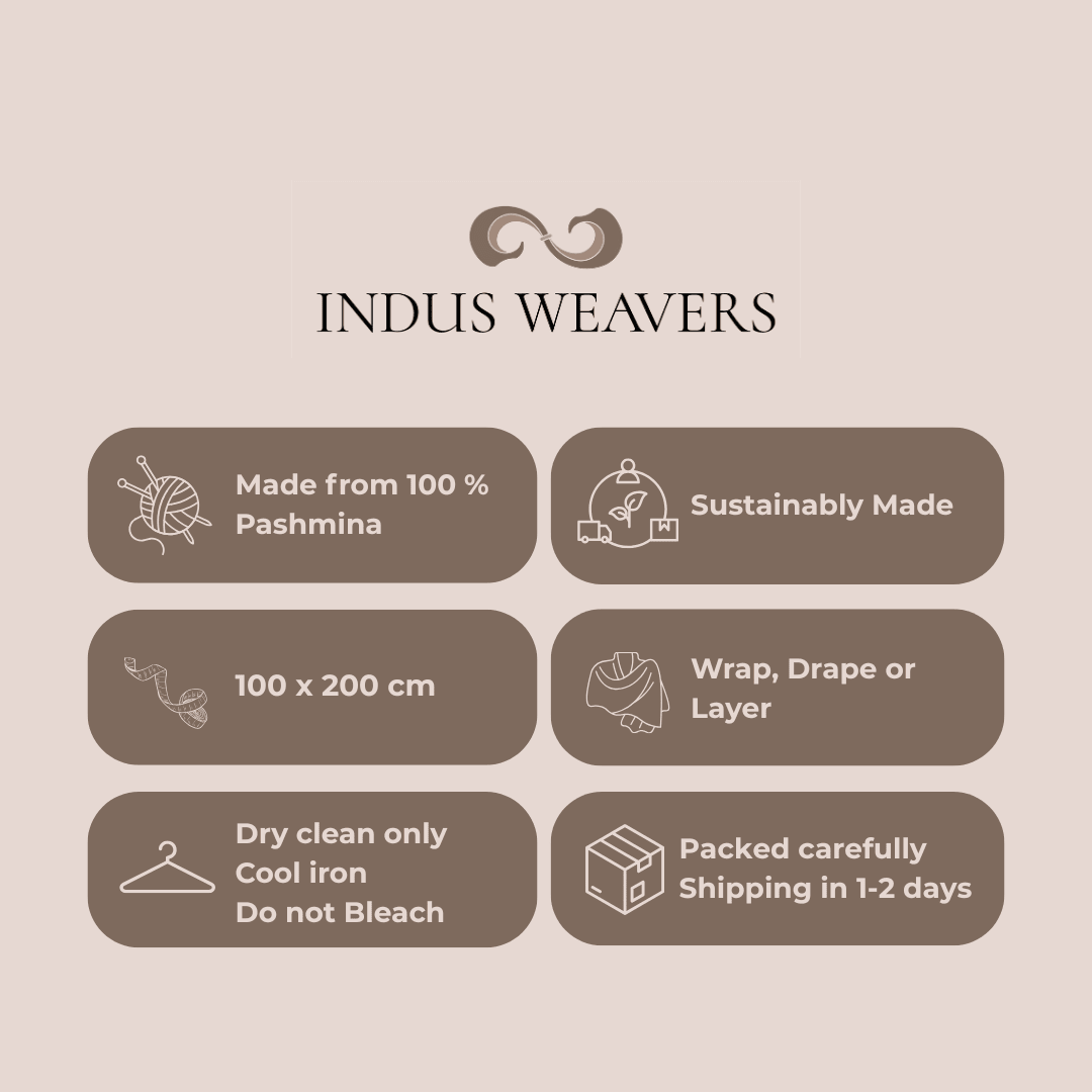 Luxury Pashmina Shawl AYESHA Handcrafted Cashmere Soft Elegant Shawl - Indus Weavers