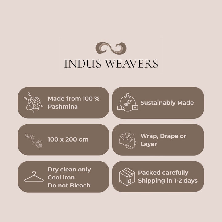AYESHA Handwoven Pashmina Wrap – Folded View of 5-7 Month Crafted Ladakhi Cashmere Shawl with Paisley Border | Indus Weavers