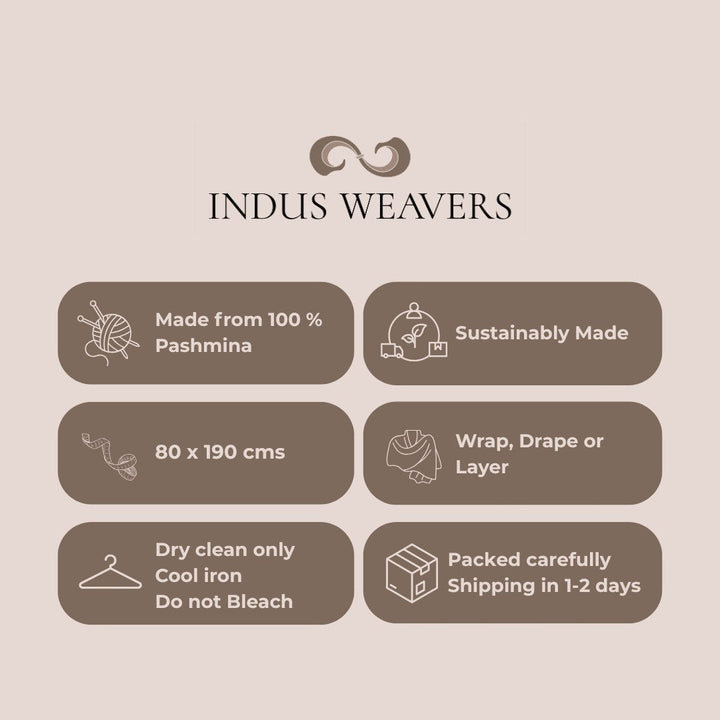 SANA Undyed Kashmiri Pashmina Shawl – Featherlight Natural Cashmere Wrap with Hand Embroidered Corners | Indus Weavers