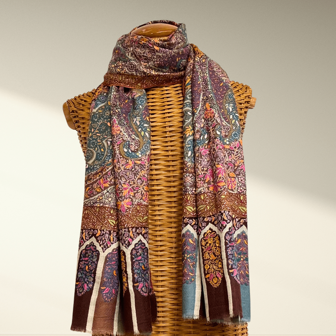 Rivora – Handwoven Kalamkari Pashmina Shawl | Luxury Cashmere Heirloom - Indus Weavers
