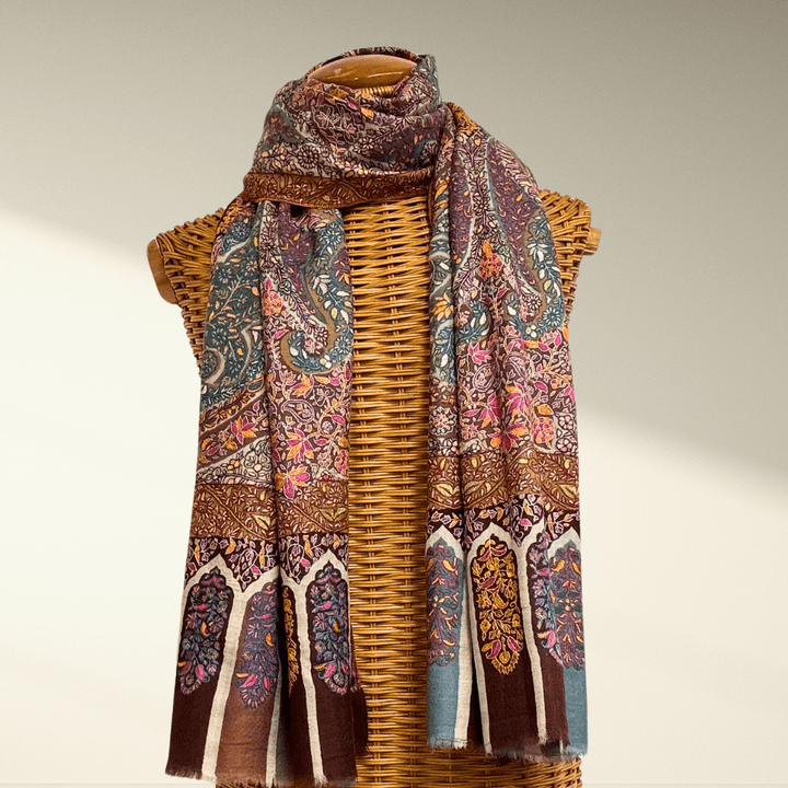Rivora – Handwoven Kalamkari Pashmina Shawl | Luxury Cashmere Heirloom - Indus Weavers