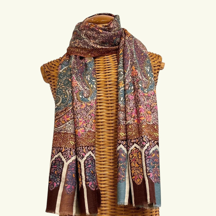 Rivora – Handwoven Kalamkari Pashmina Shawl | Luxury Cashmere Heirloom - Indus Weavers