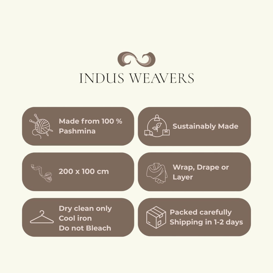Rosara – Handwoven Ikat Pashmina Shawl | Pure Cashmere Luxury Wrap - Indus Weavers