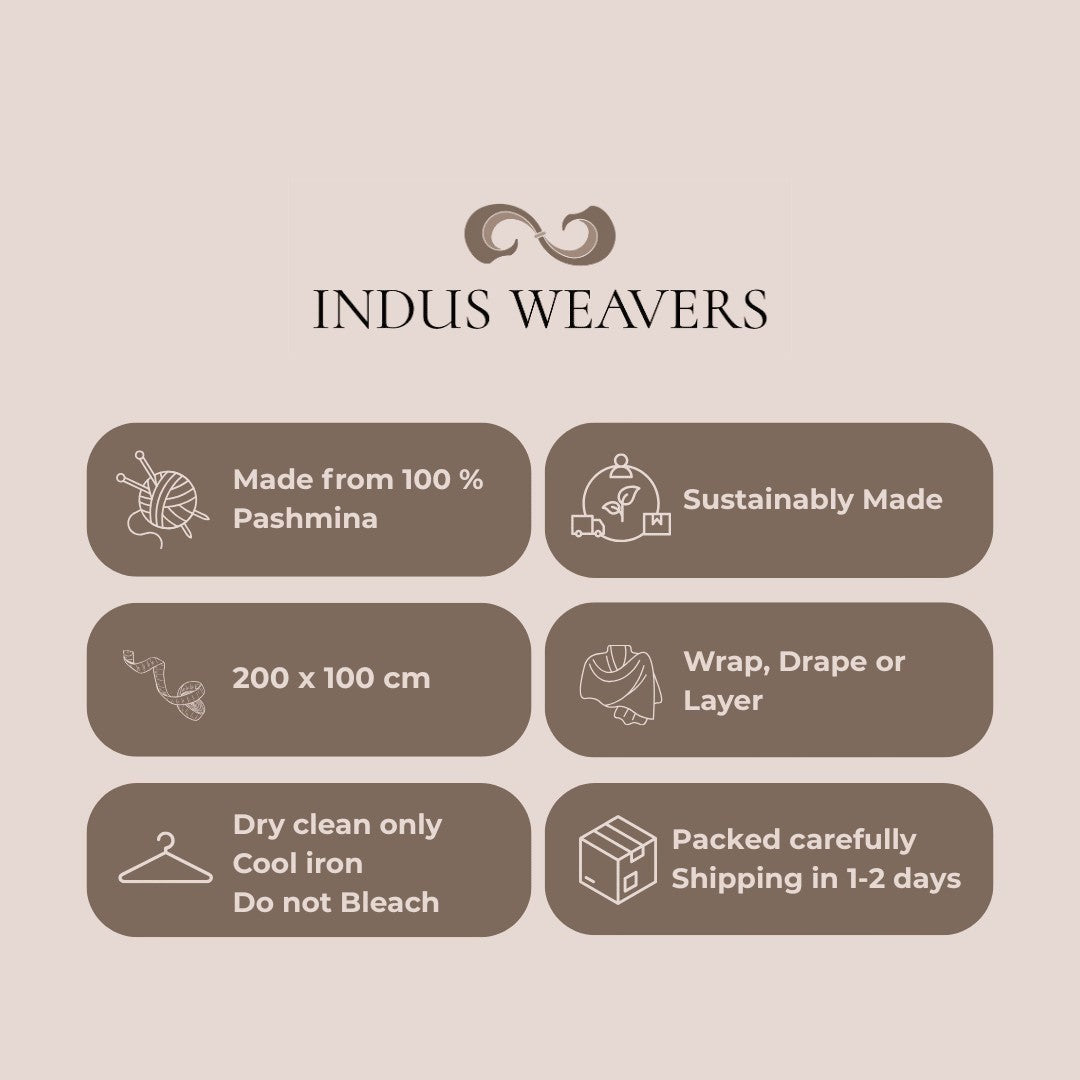 Rosara – Handwoven Ikat Pashmina Shawl | Pure Cashmere Luxury Wrap - Indus Weavers