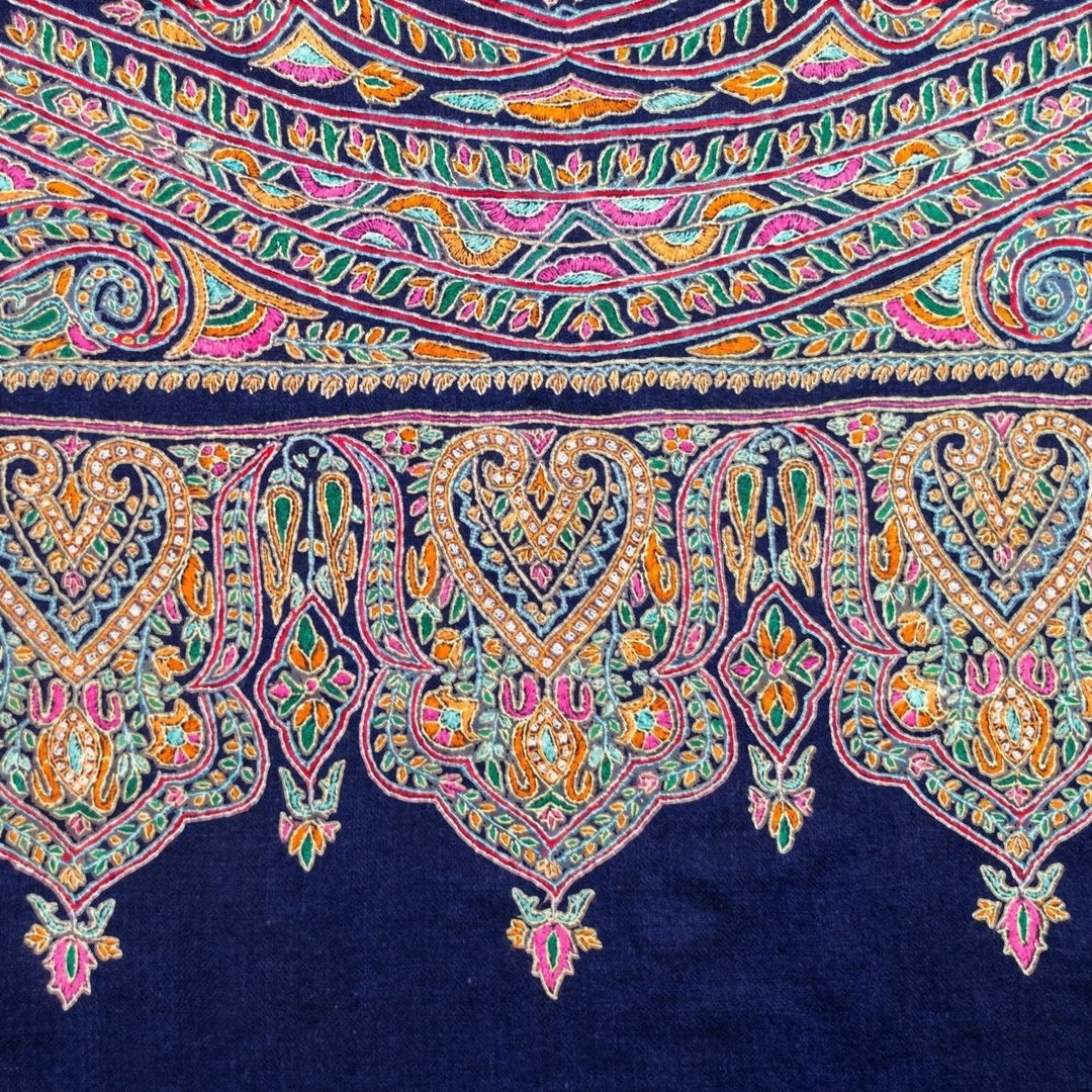 VICTORIA Handcrafted Jamawar Pashmina Shawl – Papier Mâché Floral Motifs | Indus Weavers